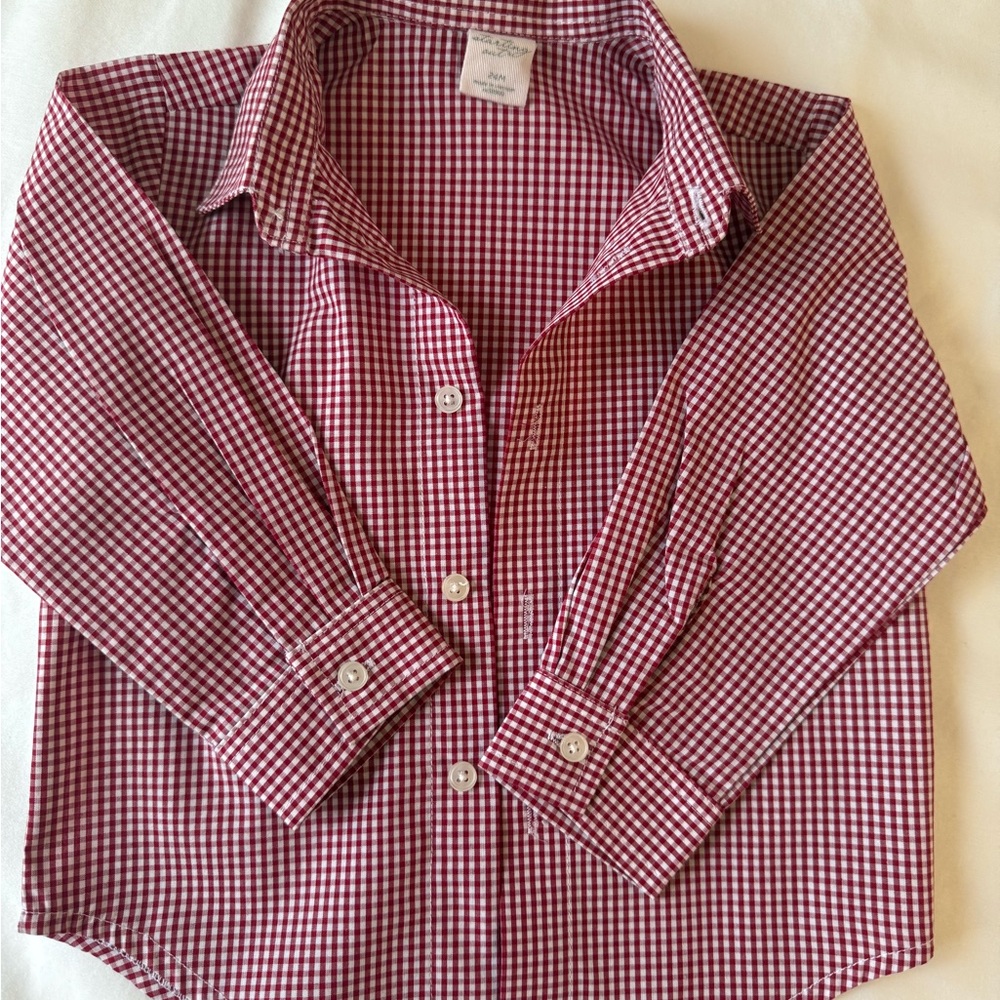 Starting Out Red and White Casual Button Down Shirt